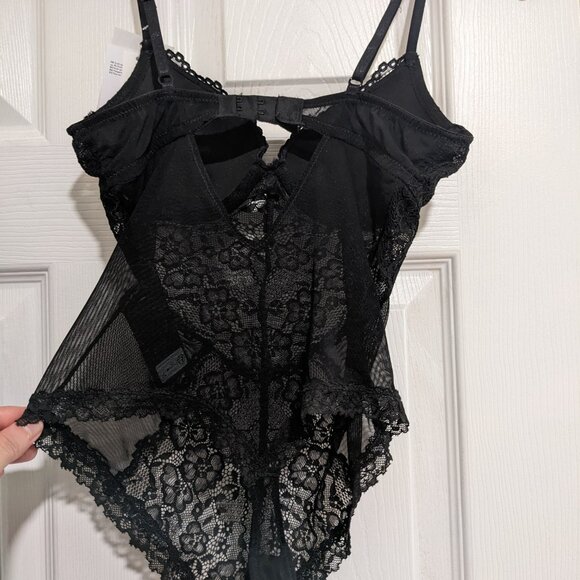 Black Lace Push-Up Thong Bodysuit H&M women's size 34A - Picture 3 of 10